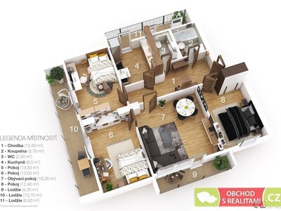 Praha 6  byt 4+1 s 3 x lodžií a 1 x sklepem